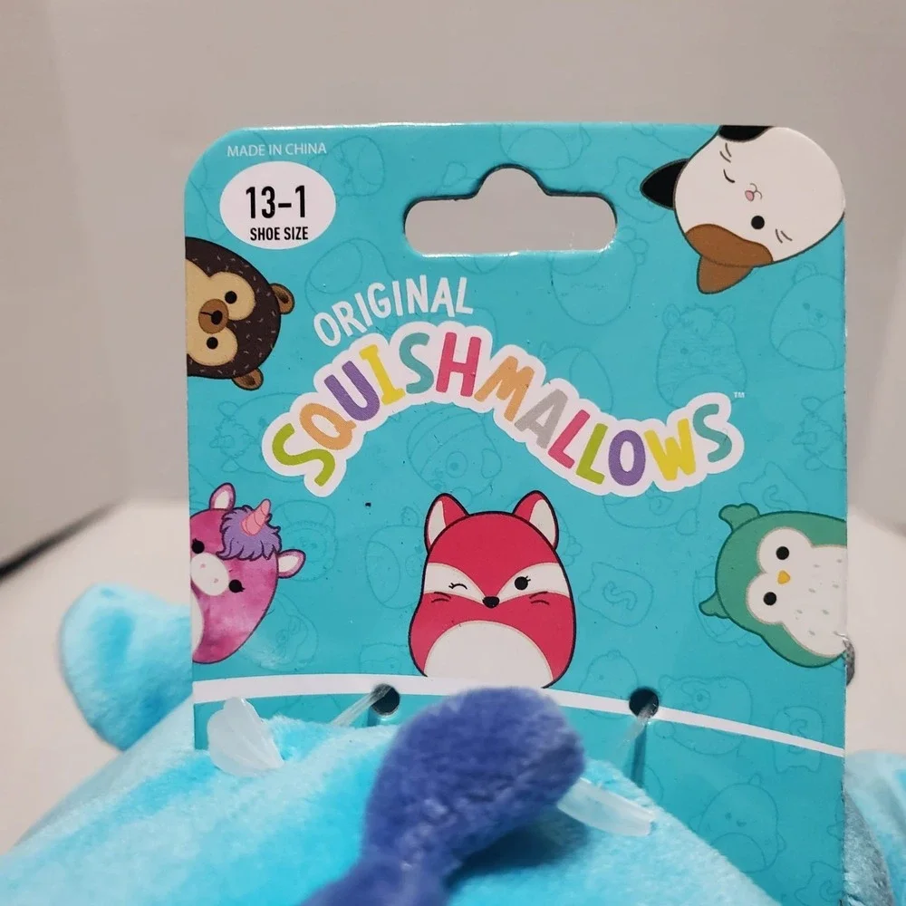 New Squishmallows Tatiana Blue Dragon Plush Slippers Kids Sz 13-1 Jazwares Cozy